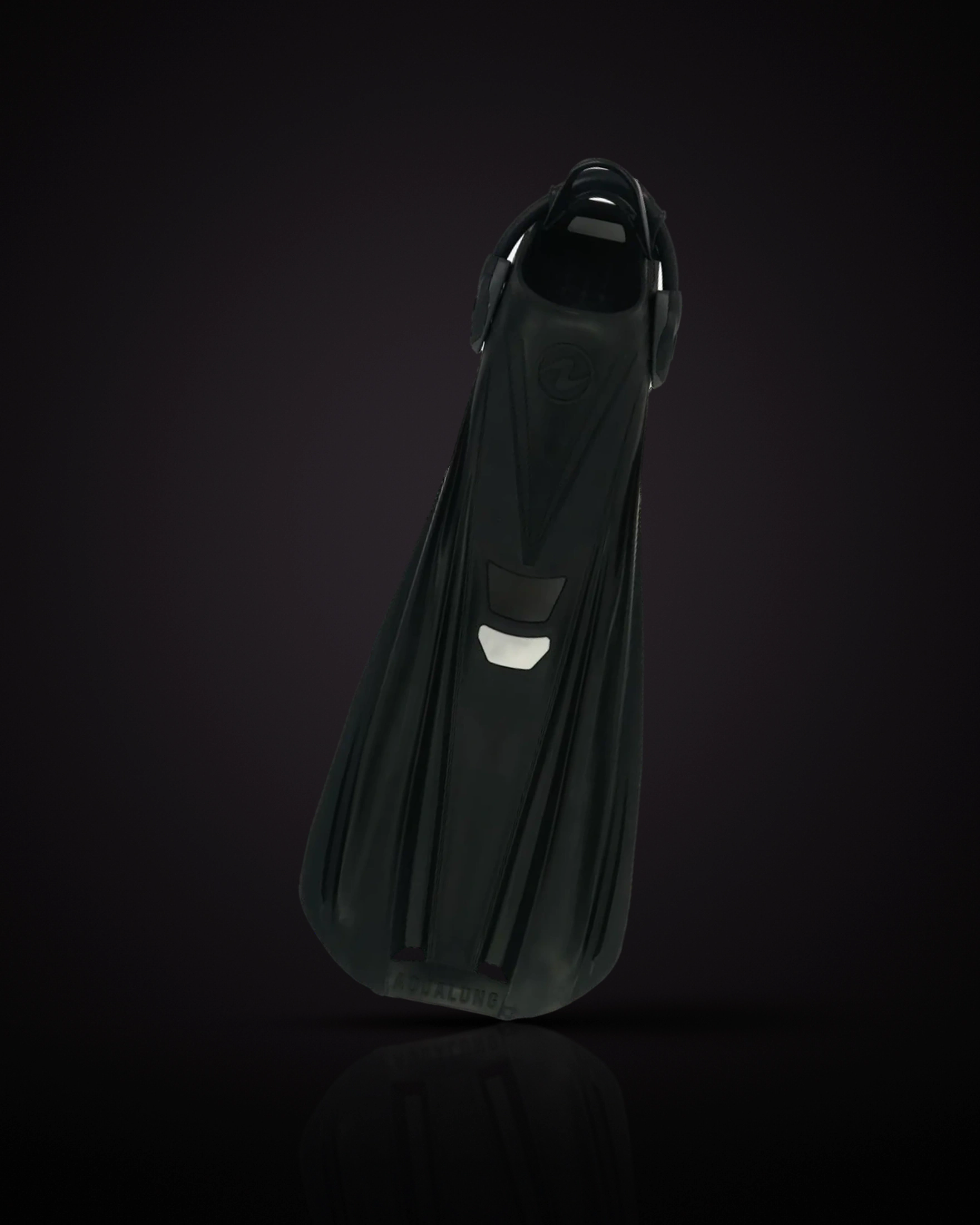 Aqualung Storm Max in Black, top view of the foot pocket and blade