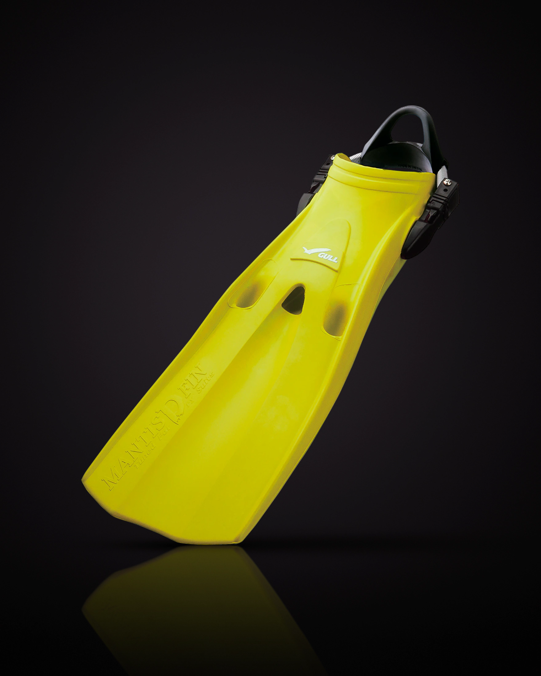 GULL MANTIS DRY FIN สี Neon Yellow สปริงสแตรป มุมเฉียง