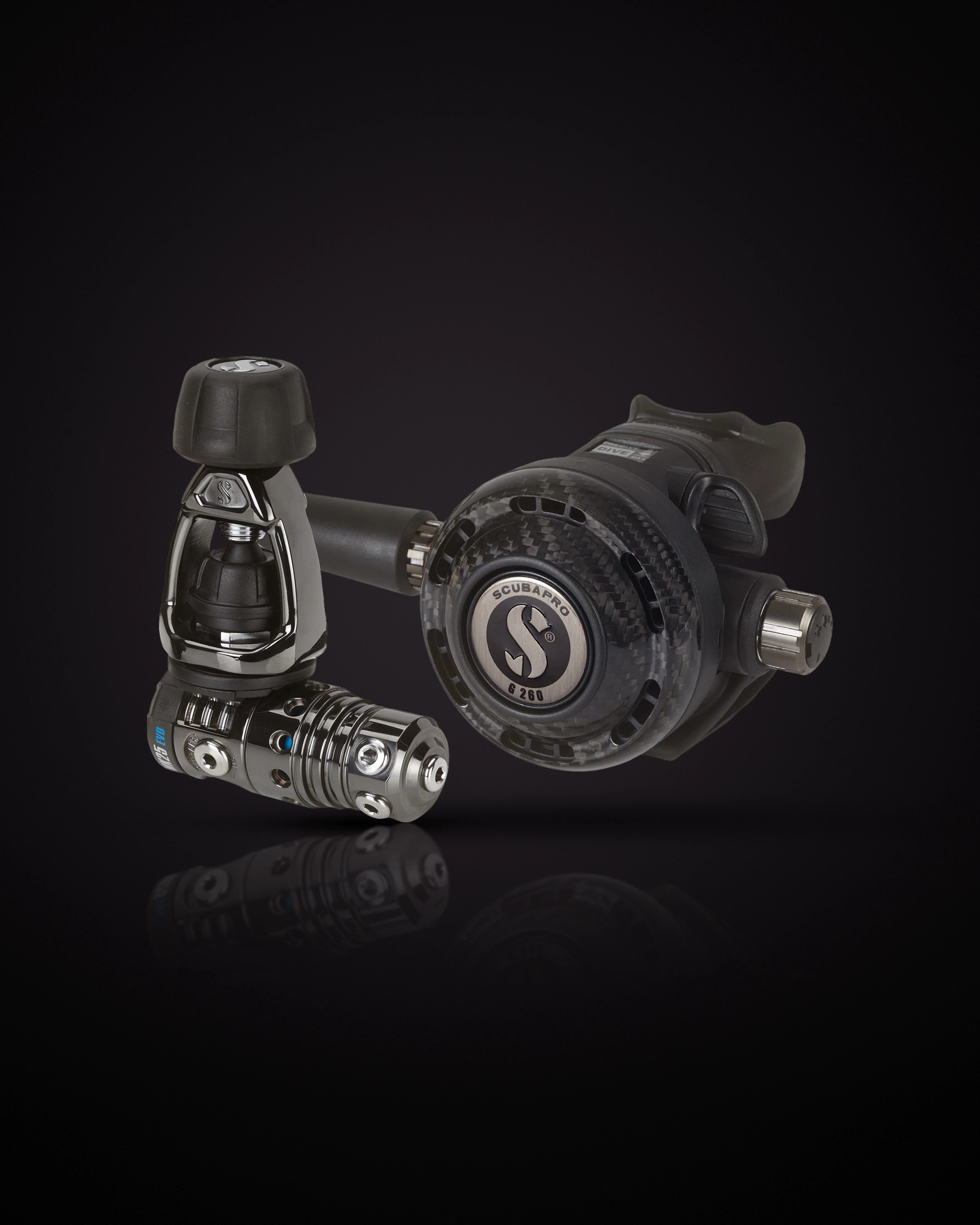 SCUBAPRO MK25 EVO BT / G260 Carbon BT ชุด INT (Yoke) เฟิร์สสเตจและเซคันด์สเตจเคลือบ Black Tech